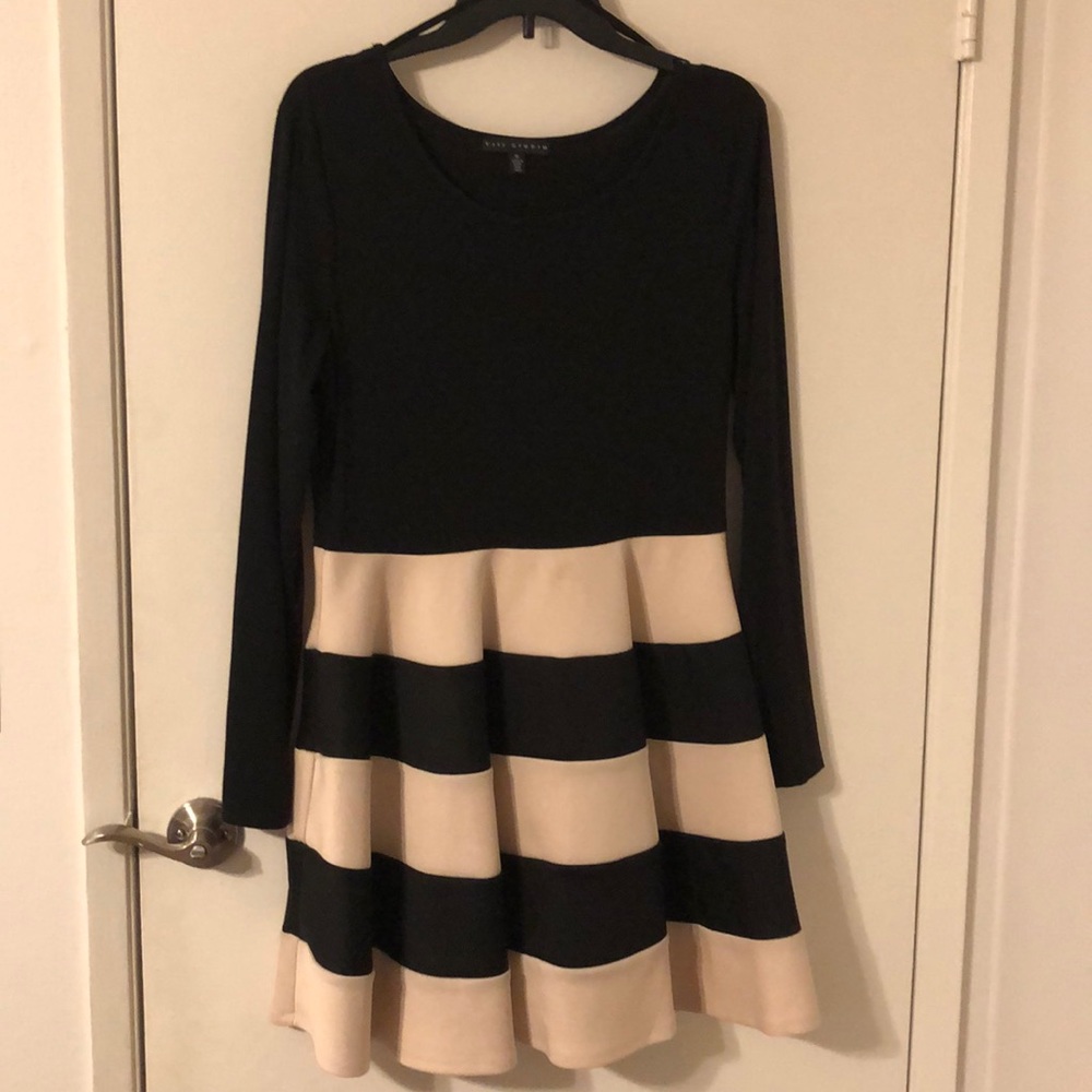 Black and ivory striped dress